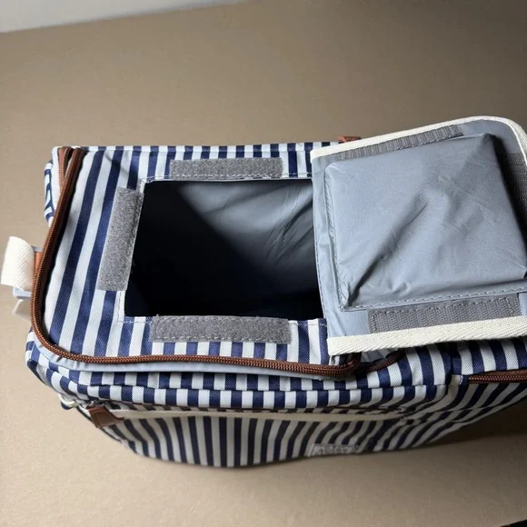 Acorn Street 2 Wine Bottles, 12-Can Soft Insulated Cooler Striped With Pockets - Picture 6 of 12